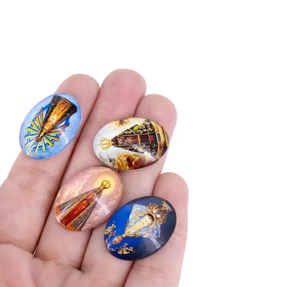 Cabochon Com Imagem Para Terco Oval 18X25Mm Em Vidro Com 100 Pecas - N S Aparecida