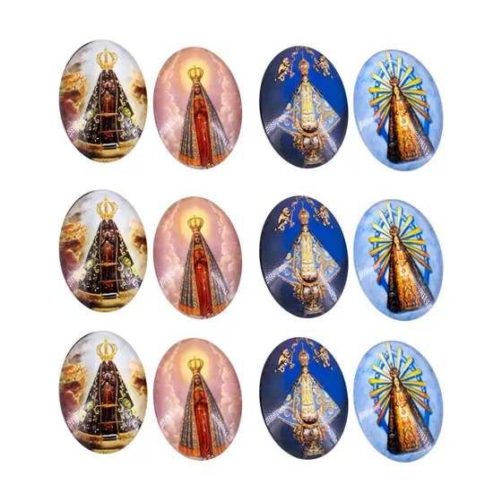 Cabochon Com Imagem Para Terco Oval 18X25Mm Em Vidro Com 100 Pecas - N S Aparecida