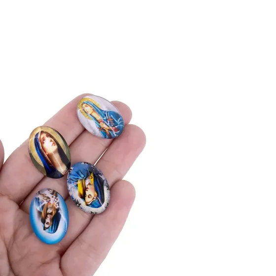 Cabochon Com Imagem Para Terco Oval 18X25Mm Em Vidro Com 100 Pecas - N S Das Dores