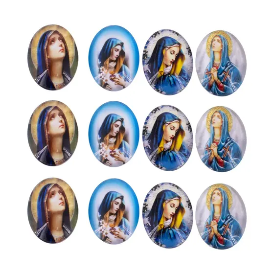 Cabochon Com Imagem Para Terco Oval 18X25Mm Em Vidro Com 100 Pecas - N S Das Dores