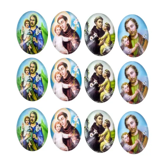 Cabochon Com Imagem Para Terco Oval 18X25Mm Em Vidro Com 100 Pecas - Sao Jose