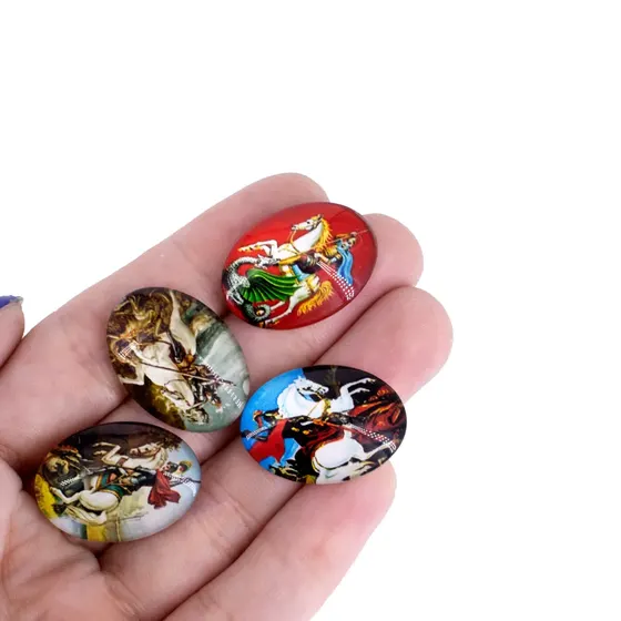 Cabochon Com Imagem Para Terco Oval 18X25Mm Em Vidro Com 100 Pecas - Sao Jorge