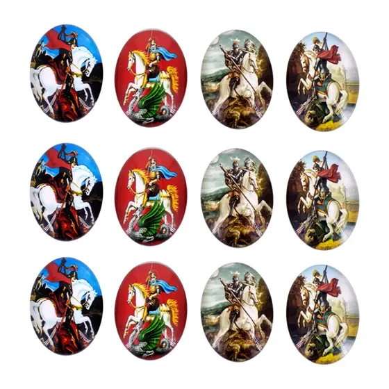 Cabochon Com Imagem Para Terco Oval 18X25Mm Em Vidro Com 100 Pecas - Sao Jorge