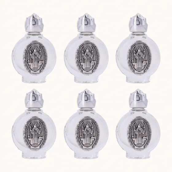 Porta Agua Benta Redondo Niquel Em Vidro 20Ml Com 6 Pecas - Sao Bento