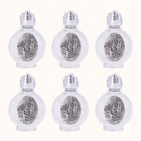 Porta Agua Benta Redondo Niquel Em Vidro 20Ml Com 6 Pecas - N S Fatima
