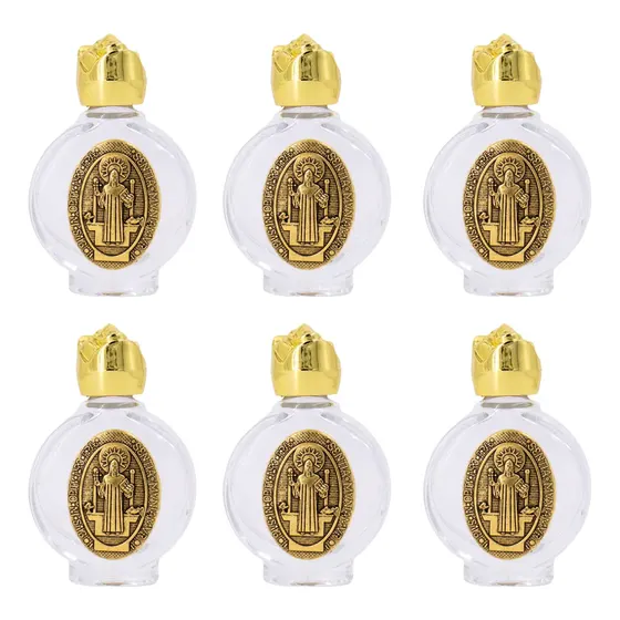 Porta Agua Benta Redondo Dourado Em Vidro 20Ml Com 6 Pecas - Sao Bento