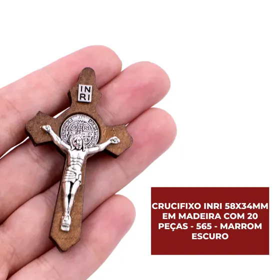 Crucifixo Inri 58X34Mm Em Madeira Com 20 Pecas