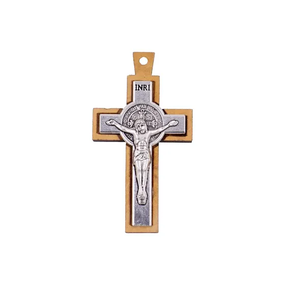 Pingente Crucifixo Inri 54X30Mm Em Madeira Com 20 Pecas