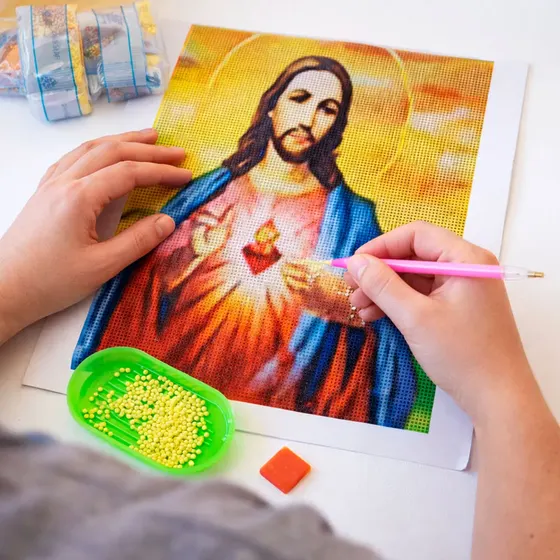 Kit Tela Pintura De Diamantes 30X40Cm 5D - Jesus Cristo