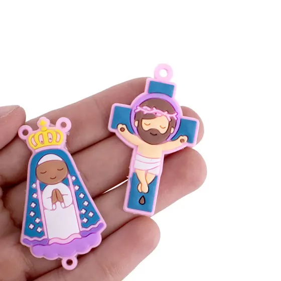 Kit Aplique Para Terco Nossa Senhora Aparecida E Cruz 50Mm Emborrachado Com 100 Pecas