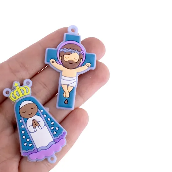 Kit Aplique Para Terco Nossa Senhora Aparecida E Cruz 50Mm Emborrachado Com 100 Pecas
