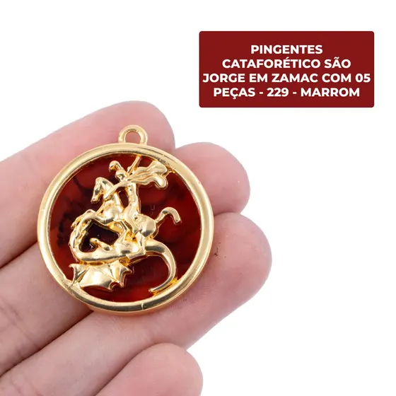 Pingentes Cataforetico Sao Jorge Em Zamac Com 05 Pecas