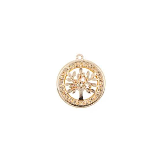 Pingente Cataforetico Arvore Da Vida Com Borda Em Zamac Com 05 Pecas - 073 Dourado