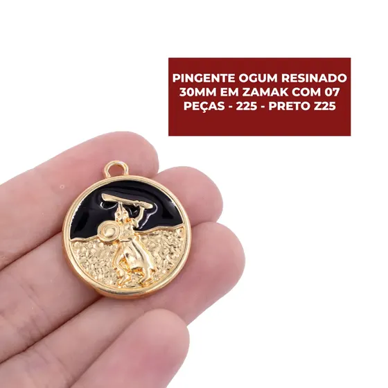 Pingente Ogum Resinado 30Mm Em Zamak Com 07 Pecas