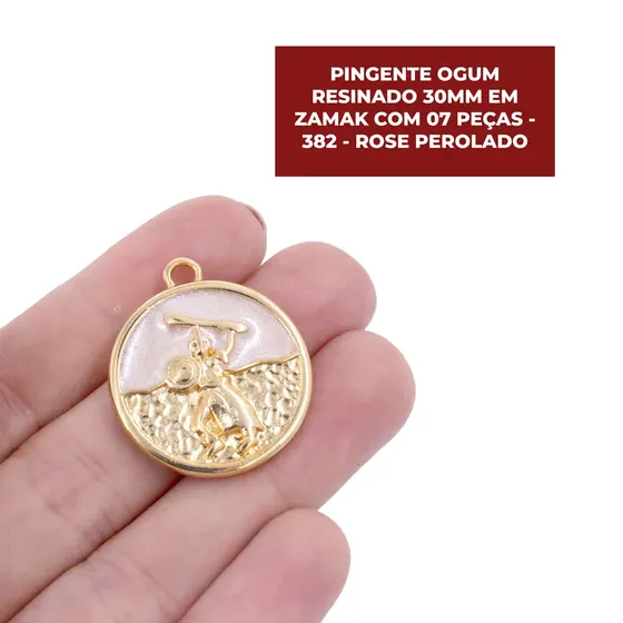 Pingente Ogum Resinado 30Mm Em Zamak Com 07 Pecas
