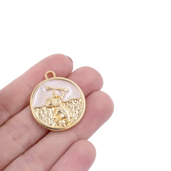 Pingente Ogum Resinado 30Mm Em Zamak Com 07 Pecas