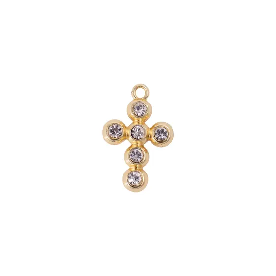 Pingente Cruz Com Strass P 30X20Mm Em Zamac Com 07 Pecas