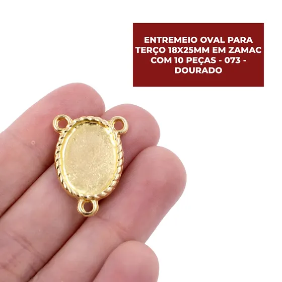 Entremeio Oval Para Terco 18X25Mm Em Zamac Com 10 Pecas