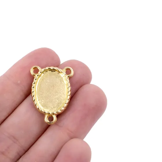 Entremeio Oval Para Terco 18X25Mm Em Zamac Com 10 Pecas