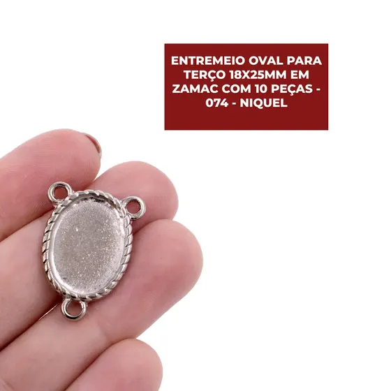 Entremeio Oval Para Terco 18X25Mm Em Zamac Com 10 Pecas