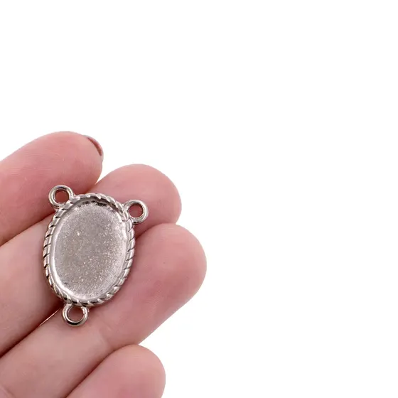 Entremeio Oval Para Terco 18X25Mm Em Zamac Com 10 Pecas