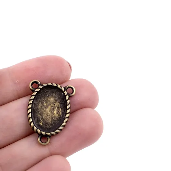 Entremeio Oval Para Terco 18X25Mm Em Zamac Com 10 Pecas