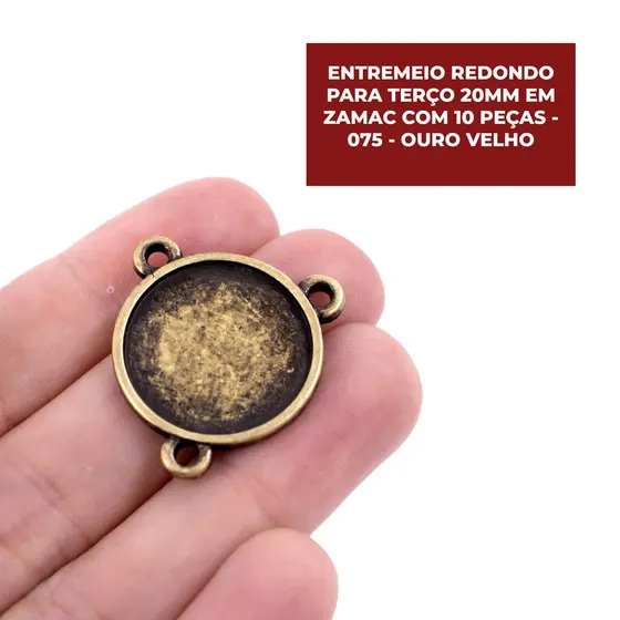 Entremeio Redondo Para Terco 20Mm Em Zamac Com 10 Pecas