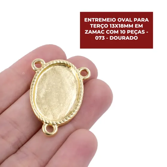 Entremeio Oval Para Terco 13X18Mm Em Zamac Com 10 Pecas