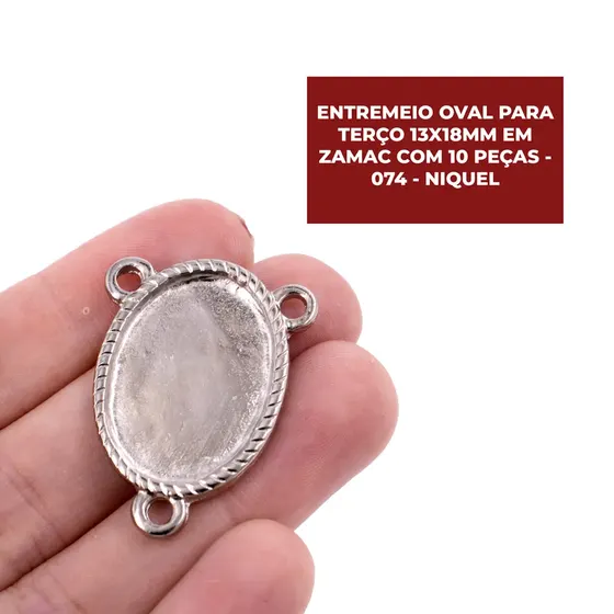 Entremeio Oval Para Terco 13X18Mm Em Zamac Com 10 Pecas