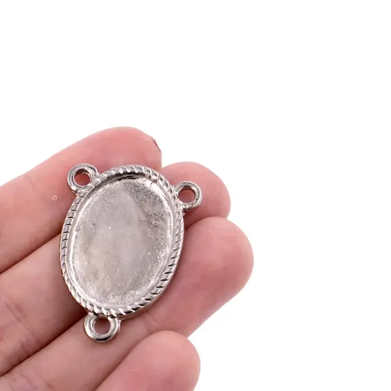 Entremeio Oval Para Terco 13X18Mm Em Zamac Com 10 Pecas