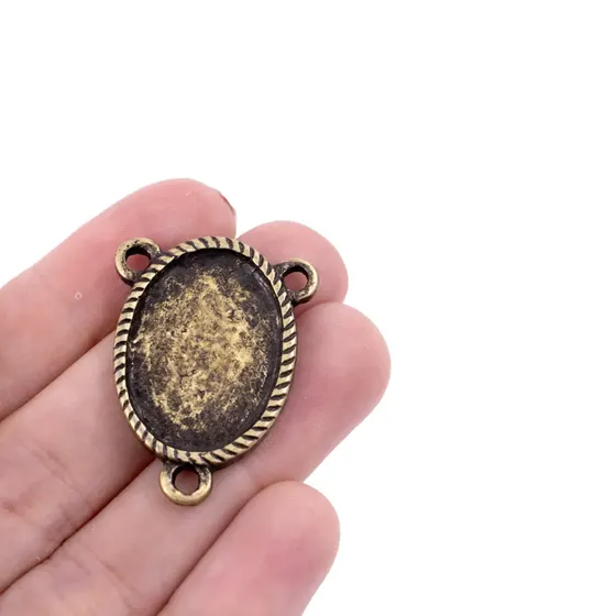 Entremeio Oval Para Terco 13X18Mm Em Zamac Com 10 Pecas