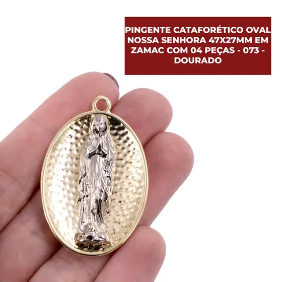 Pingente Cataforetico Oval Nossa Senhora 47X27Mm Em Zamac Com 04 Pecas