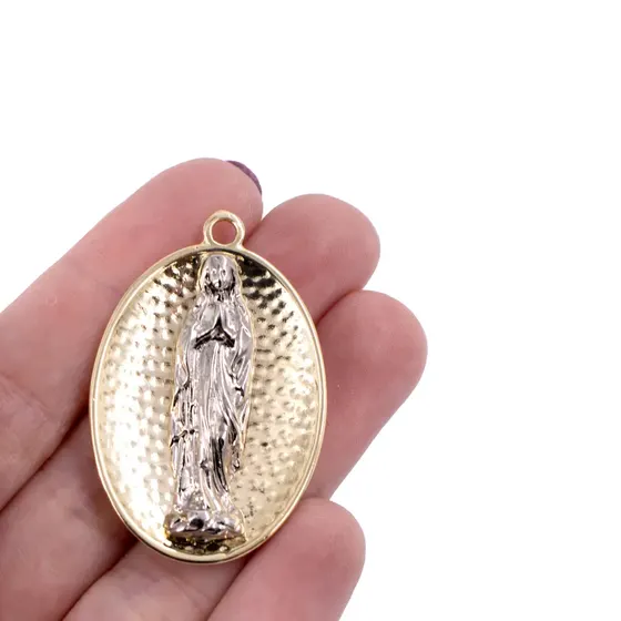 Pingente Cataforetico Oval Nossa Senhora 47X27Mm Em Zamac Com 04 Pecas