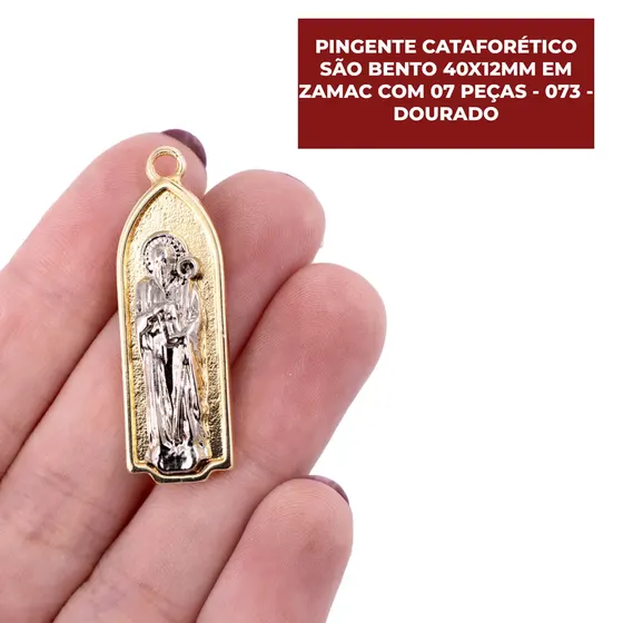Pingente Cataforetico Sao Bento 40X12Mm Em Zamac Com 07 Pecas