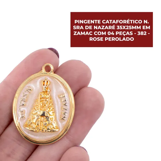 Pingente Cataforetico N. Sra De Nazare 35X25Mm Em Zamac Com 04 Pecas