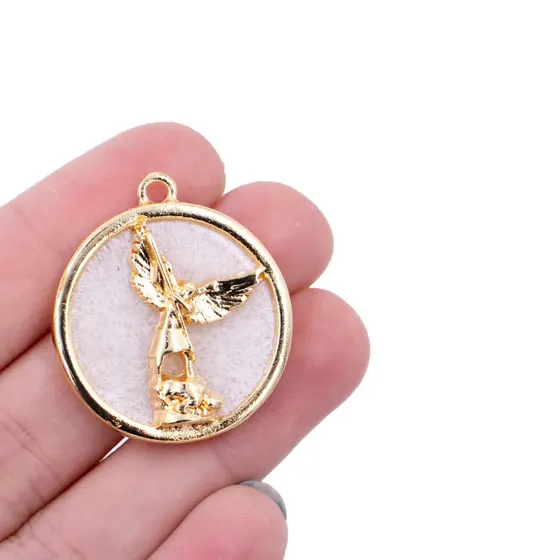 Pingente Cataforetico Sao Miguel Arcanjo 30Mm Em Zamac Com 05 Pecas