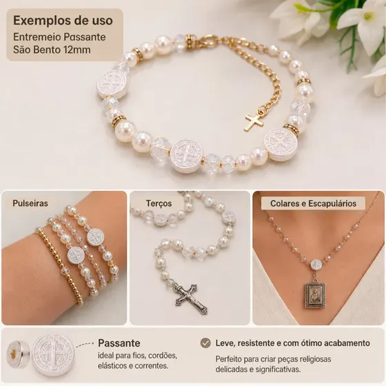 Entremeio Passante Sao Bento 12Mm Em Plastico Com 500G - Perola