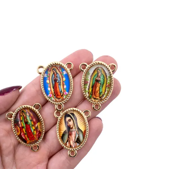 Entremeio Oval Com Imagem Para Terco 18X25Mm Em Zamac Com 10 Pecas - N S Guadalupe