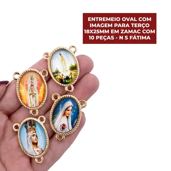 Entremeio Oval Com Imagem Para Terco 18X25Mm Em Zamac Com 10 Pecas - N S Fatima