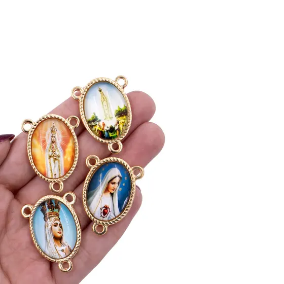 Entremeio Oval Com Imagem Para Terco 18X25Mm Em Zamac Com 10 Pecas - N S Fatima