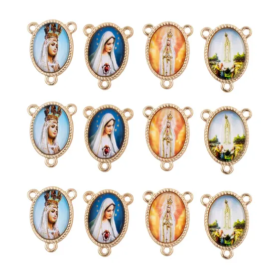 Entremeio Oval Com Imagem Para Terco 18X25Mm Em Zamac Com 10 Pecas - N S Fatima