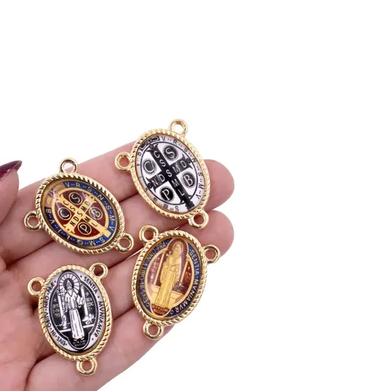 Entremeio Oval Com Imagem Para Terco 18X25Mm Em Zamac Com 10 Pecas - Sao Bento 2