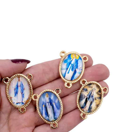 Entremeio Oval Com Imagem Para Terco 18X25Mm Em Zamac Com 10 Pecas - N S Das Gracas