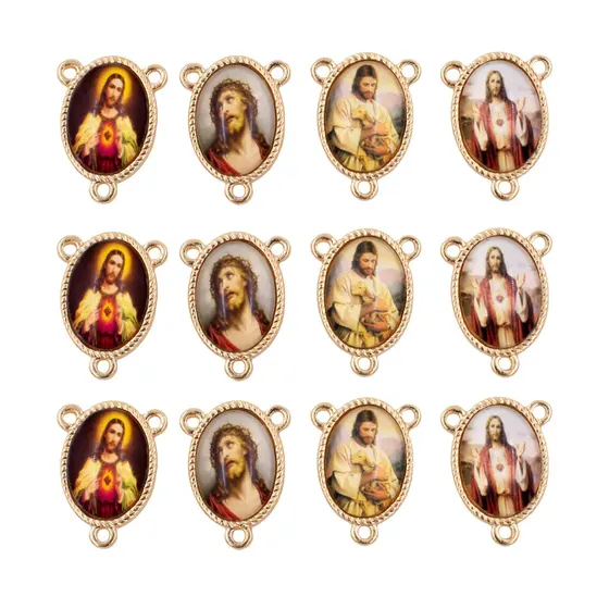 Entremeio Oval Com Imagem Para Terco 18X25Mm Em Zamac Com 10 Pecas - Jesus Cristo