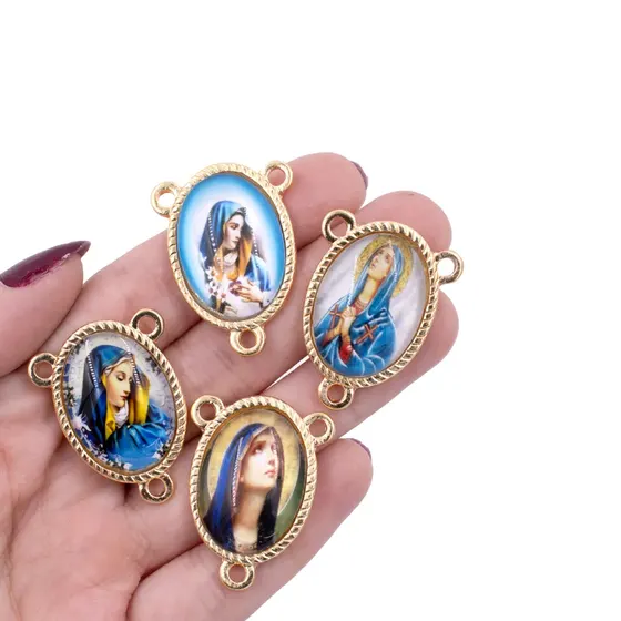 Entremeio Oval Com Imagem Para Terco 18X25Mm Em Zamac Com 10 Pecas - N S Das Dores