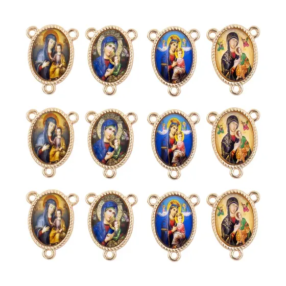 Entremeio Oval Com Imagem Para Terco 18X25Mm Em Zamac Com 10 Pecas - N S Do Perpetuo Socorro