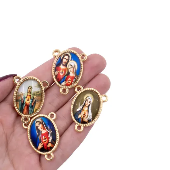 Entremeio Oval Com Imagem Para Terco 18X25Mm Em Zamac Com 10 Pecas - N S Sagrado Coracao