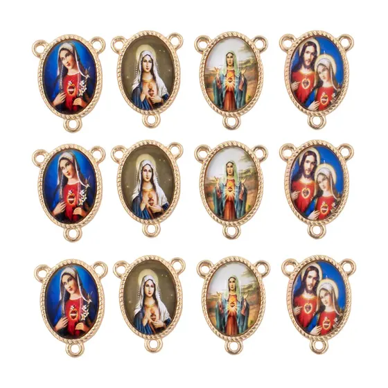 Entremeio Oval Com Imagem Para Terco 18X25Mm Em Zamac Com 10 Pecas - N S Sagrado Coracao