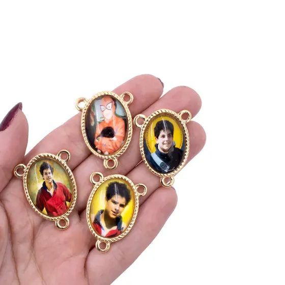 Entremeio Oval Com Imagem Para Terco 18X25Mm Em Zamac Com 10 Pecas - Carlos Acutis