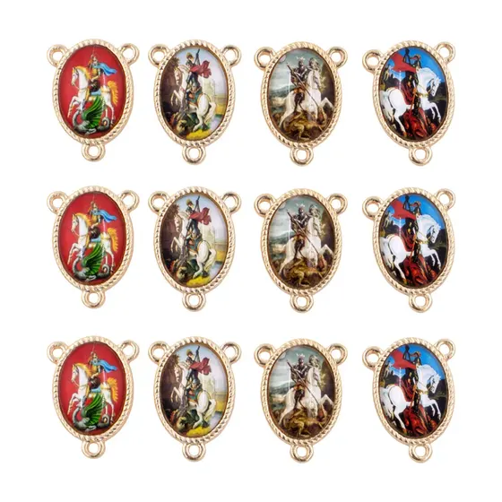 Entremeio Oval Com Imagem Para Terco 18X25Mm Em Zamac Com 10 Pecas - Sao Jorge